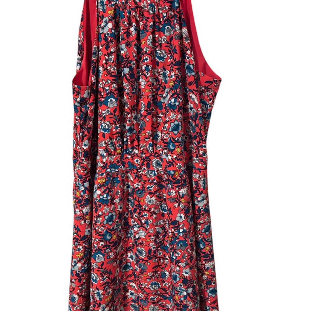 LOFT Red Floral Sleeveless Dress